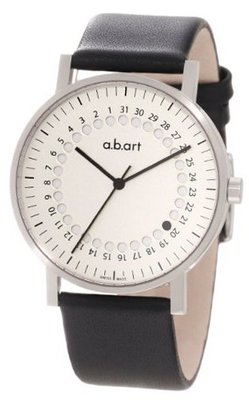 a.b. art O101 Series O Stainless Steel Swiss Quartz Silver Dial and Leather Strap