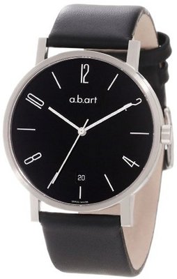 a.b. art O107 Series O Stainless Steel Swiss Quartz Black Dial and Leather Strap
