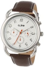 a_line 80012-02-BR Maya Chronograph Silver Dial Brown Leather