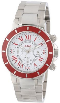 a_line 80015-22-RD Marina Chronograph White Textured Dial Stainless Steel