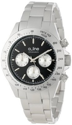 a_line AL-20050-SL-BK Amore Chronograph Black Dial Silver Tone Aluminum