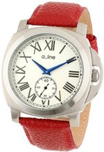 a_line AL-80007-02-D-RD Pyar Silver Textured Dial Red Leather
