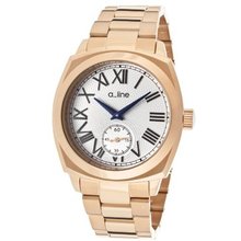 a_line AL-80016-RG-22 Pyar Silver Textured Dial Rose Gold Ion-Plated Stainless Steel