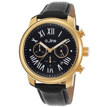 a_line Amor 80163-YG-01 46mm Gold Plated Stainless Steel Case Leather Mineral