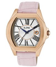 Adore Silver Dial Pink Genuine Leather