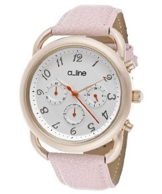 Maya Chronograph Silver Dial Pink Genuine Leather