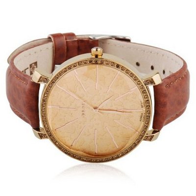 uAbsoluteShop_Watch Absolute Woman Wristes, Leather Strap es, Mounted with Swarovski Crystals Brown 
