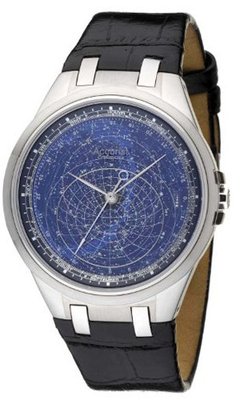 Accurist Celestial Timepiece Quartz with Blue Dial Analogue Display and Black Leather Strap GMT318UK