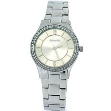 Accurist Ladies Champagne Dial Crystal bezel Stainless Steel Strap LB649I