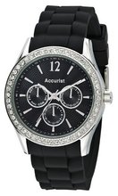 Accurist Ladies Stainless Steel Case with Black Rubber Strap