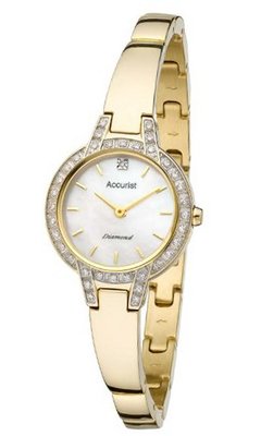 Accurist Pure Precision Quartz with Mother of Pearl Dial Analogue Display and Gold Stainless Steel Plated Bangle LB1584P