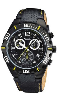 Accurist Quartz with Black Dial Chronograph Display and Black Leather Strap MS834BY