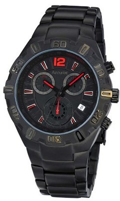 Accurist Quartz with Black Dial Chronograph Display and Black Stainless Steel Plated Bracelet MB834BB