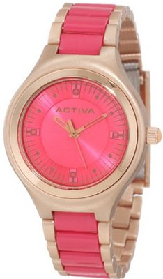 Activa By Invicta AA201-024 Hot Pink Dial Rose Gold and Dark Pink Plastic