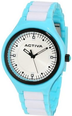 Activa By Invicta Unisex AA200-011 Light Blue Silver Dial Light Blue and White Plastic