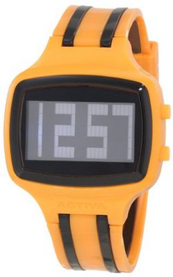 Activa By Invicta Unisex AA400-006 Black Digital Dial Orange and Black Polyurethane