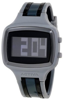 Activa By Invicta Unisex AA400-022 Black Digital Dial Grey, Black and Charcoal Grey Polyurethane