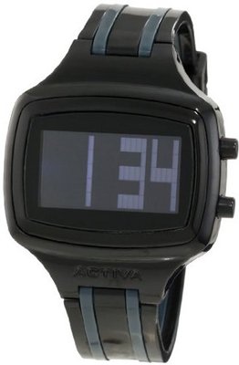 Activa By Invicta Unisex AA401-009 Black Digital Dial Black and Charcoal Grey Polyurethane