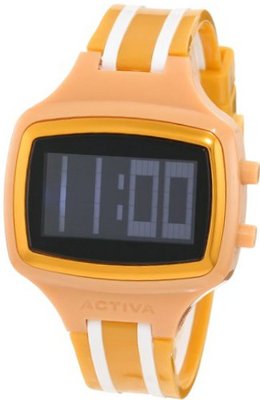 Activa By Invicta Unisex AA401-020 Black Digital Dial Mustard and White Polyurethane