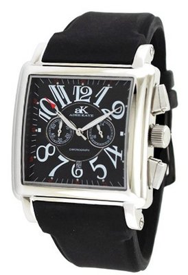 Adee Kaye AK7231-M Black Chronograph Rubber Strap