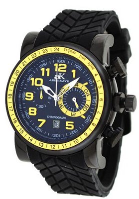 Adee Kaye AK7233-MIPB Yellow Rubber Strap Chronograph