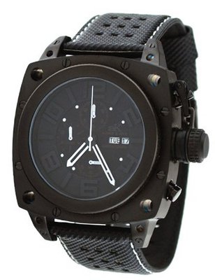 Adee Kaye #AK7270-MIPB Stainless Steel Silicone Strap Oversize Chronograph