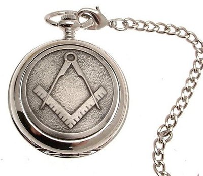Pocket - Solid pewter fronted quartz pocket - Masonic design 37