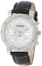 Akribos XXIV AK437SS Grandiose Silver-tone Diamond Chronograph Black Leather Strap