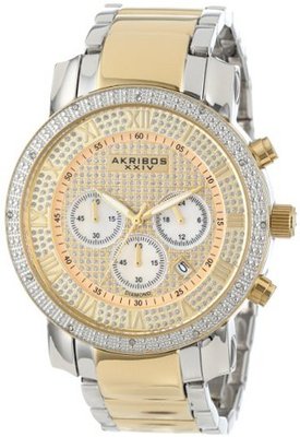 Akribos XXIV AK439TT Grandiose Diamond Quartz Chronograph Gold Dial