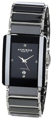 Akribos XXIV AK521BK Ceramic Rectangular Quartz Bracelet