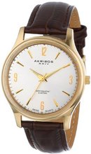 Akribos XXIV AK539YG Gold-tone Swiss Quartz Brown Leather Strap