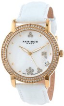 Akribos XXIV AK555YG Swiss Quartz Crystal Mother-Of-Pearl Strap