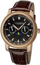 Akribos XXIV AK573RG Ultimate Swiss Quartz Moon Phase Multi-function Leather Strap