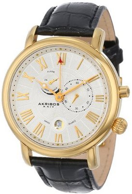 Akribos XXIV AK593YG Swiss Multi-Function Leather Strap