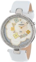 Akribos XXIV AK601WT Lady Diamond Flower Dial Swiss Quartz Leather Strap