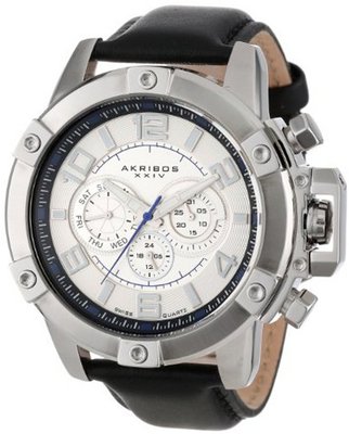 Akribos XXIV AK605WT Conqueror Multi-Function Stainless Steel Swiss Quartz Leather Strap