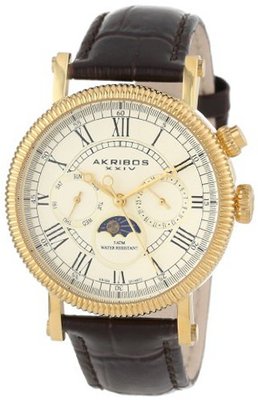 Akribos XXIV AK610BR Ultimate Multi-Function Swiss Quartz Leather Strap