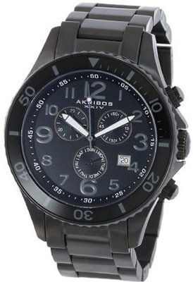 Akribos XXIV AK616BK Ultimate Swiss Chronograph Black Stainless Steel Bracelet