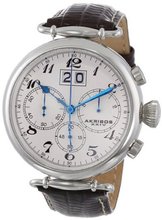 Akribos XXIV AK628SS Retro Chronograph Stainless Steel White Dial Brown Leather Strap