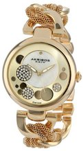 Akribos XXIV AK643YG Lady Diamond Gold-Tone Dial Mesh and Chain Link Bracelet