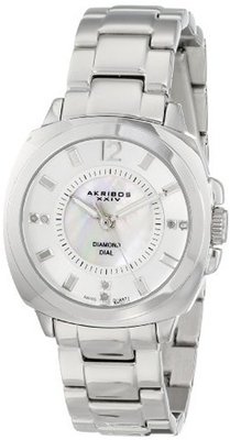 Akribos XXIV AK668SS Lady Diamond Mother-Of-Pearl Swiss Quartz Stainless Steel Bracelet