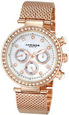 Akribos XXIV AK682RG Lady Diamond Analog Display Japanese Quartz Rose Gold