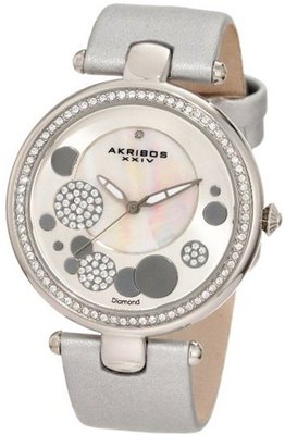 Akribos XXIV AKR434SL Diamond Silver Sunray Diamond Dial Quartz Strap