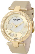 Akribos XXIV AKR434YG Diamond Gold Sunray Diamond Dial Quartz Strap