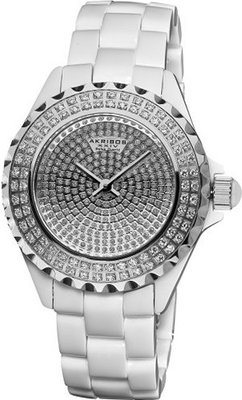 Akribos XXIV AKR457WT Lady Diamond Collection Ceramic Swiss Quartz