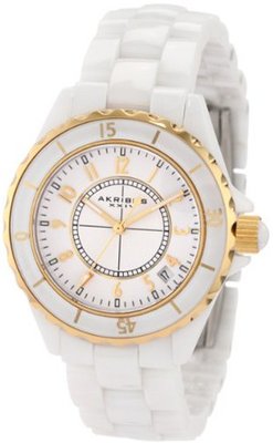 Akribos XXIV AKR484WTG Allura Gold-Tone White Ceramic