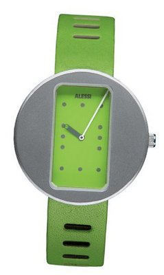Alessi Unisex AL14004 Ontime Green Leather Strap