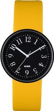 Alessi Unisex Quartz with Black Dial Analogue Display and Yellow Leather Bracelet AL6200