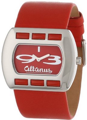 Altanus Geneve 16078B-01 Chic Horizontal Stainless Steel Quartz Red Napa Leather Decorated Red Corals