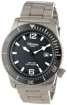 Altanus Geneve 7911-02 Diver Stainless Steel Combo Leather Strap and Metal Bracelet